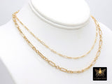 Gold Chain Necklace, 14 K Gold Filled Paperclip and Rolo Everyday Choker, Toggle Rectangle Oval Chain Choker