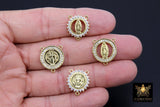 CZ Pave Mary Centers, Gold Cross Connectors #569, Jesus Charm Links