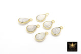White Turquoise Teardrop Charms, Gold Plated Oval White Gemstones #2858, Sterling Silver Birthstone Pendants