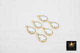 Crystal Quartz Teardrop Charms, Gold Plated Faceted Clear Gemstones #2859, Sterling Silver Birthstone Pendants