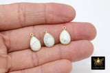 White Turquoise Teardrop Charms, Gold Plated Oval White Gemstones #2858, Sterling Silver Birthstone Pendants