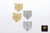 St. Benedict Medal Centers, Cross Rosary Connectors #526, Gold or Silver Necklace Links 14 x 16 mm