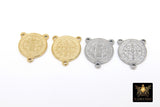 St. Benedict Medal Centers, Cross Rosary Connectors #526, Gold or Silver Necklace Links 14 x 16 mm