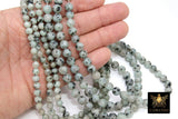 Natural Baby Blue Kiwi Beads, Shiney Sesame Round Aqua Blue BS #134, Black Spot Lotus Jasper Beads