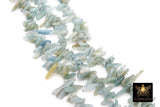 Natural Aquamarine Beads, Shiny Aqua Blue White Chips and Nugget White Beads BS #162, sizes 9-21 mm