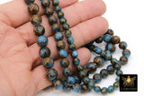 Aqua and Gold Beads, Smooth Chalcedony Beads BS #185, Faux Clinquant Stone Jewelry Beads sizes 6 mm 8 mm 10 mm 15.75 inch Strands
