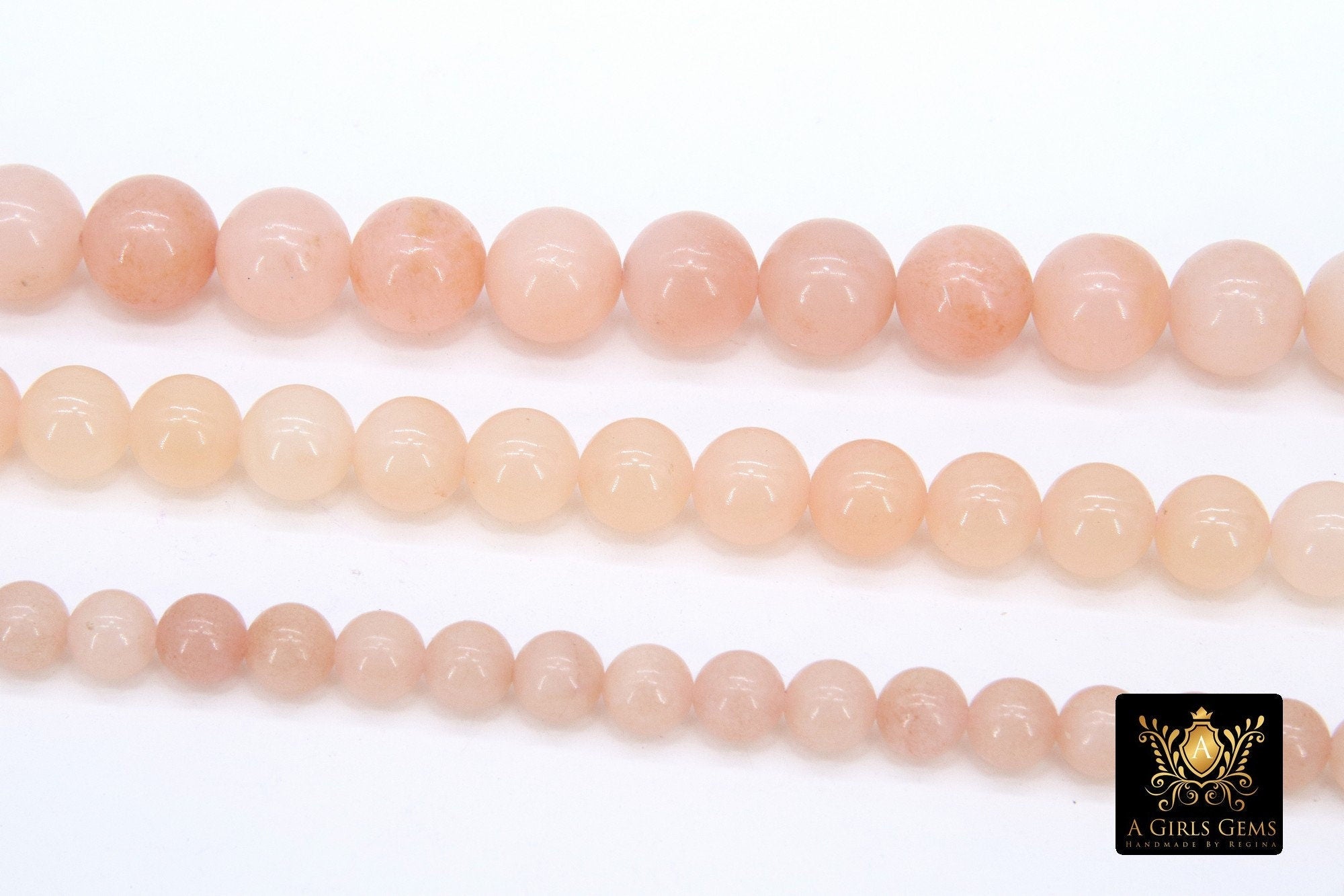 Natural Pink Opal Beads, Genuine Smooth Round Beads BS #203, sizes in 6 mm 8 mm 10 mm 15.3 Inch FULL Strands