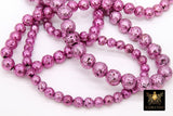 Pink Plated Lava Rock Beads, Metallic Textured Mardi Gras Beads BS #183, Breast Cancer Awareness sizes 6 mm 8 mm 10 mm in 15.4 inch Strands