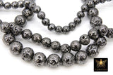 Gunmetal Black Plated Lava Rock Beads, Metallic Textured Beads BS #184, sizes 6 mm 8 mm 10 mm in 15.7 inch Strands
