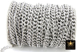 Gold Curb Chain, 304 Stainless Steel Large Heavy Flat 10 mm CH #209, Cuban Diamond Cut