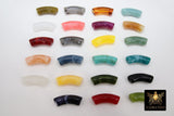 10 mm Marble Acrylic Curved Tube Beads, Large Hole Resin Bangle Tube Beads, Blue