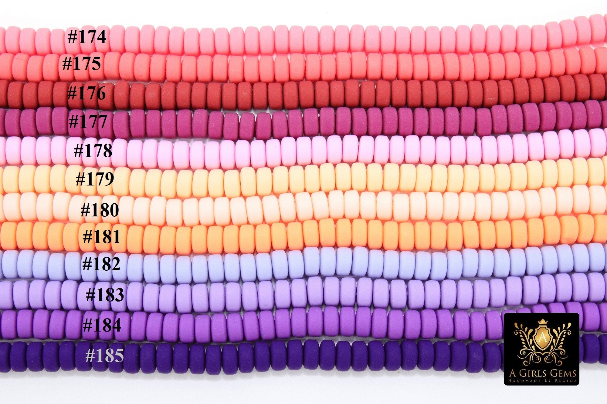 6 mm Clay Rondelle Beads, Heishi Flat Beads in Polymer Clay Disc CB #174, 3 mm Rondelle Stone Beads