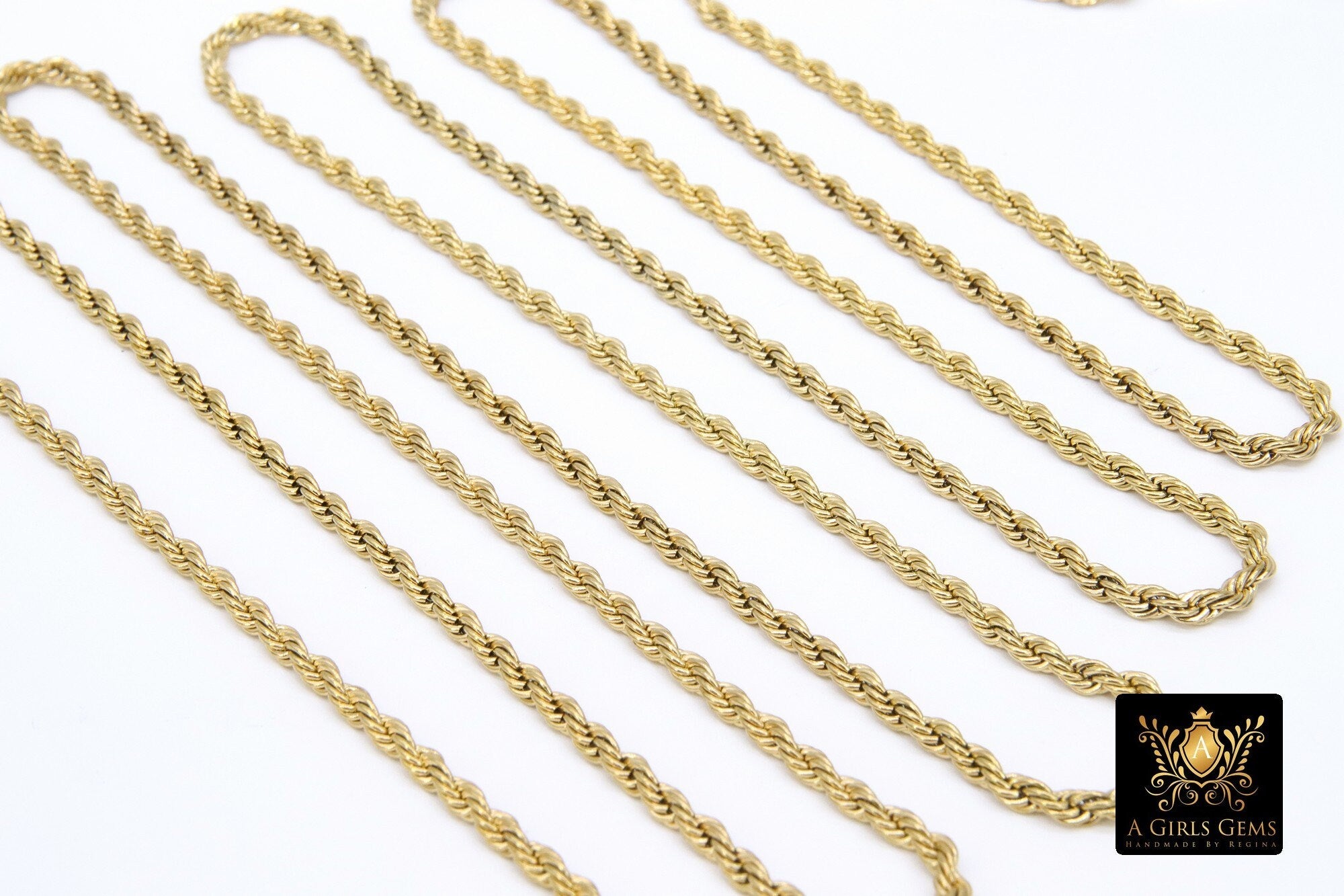 Stainless Steel Silver Chain, 304 Gold Rope Mesh Twist Chains CH# 155, 2.3 mm 3 mm 4 mm Unfinished Necklace Chains
