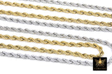 Stainless Steel Silver Chain, 304 Gold Rope Mesh Twist Chains CH# 155, 2.3 mm 3 mm 4 mm Unfinished Necklace Chains