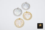 CZ Jesus Charms, Gold White Shell Mary Round Pendant #6, Silver Heart Mother of Pearl Shell Rosary Necklace Charm