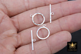 Large 925 Sterling Silver Textured Toggle Clasp Set, 17 x 14 mm Toggle Ring #175, 23 mm Flat T Bar Stamped 925 Clasps