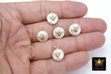 CZ Pave Gold Pearl Charms, Freshwater Pearls with Bumble Bee #882, Cubic Zirconia Honey Bee Charm