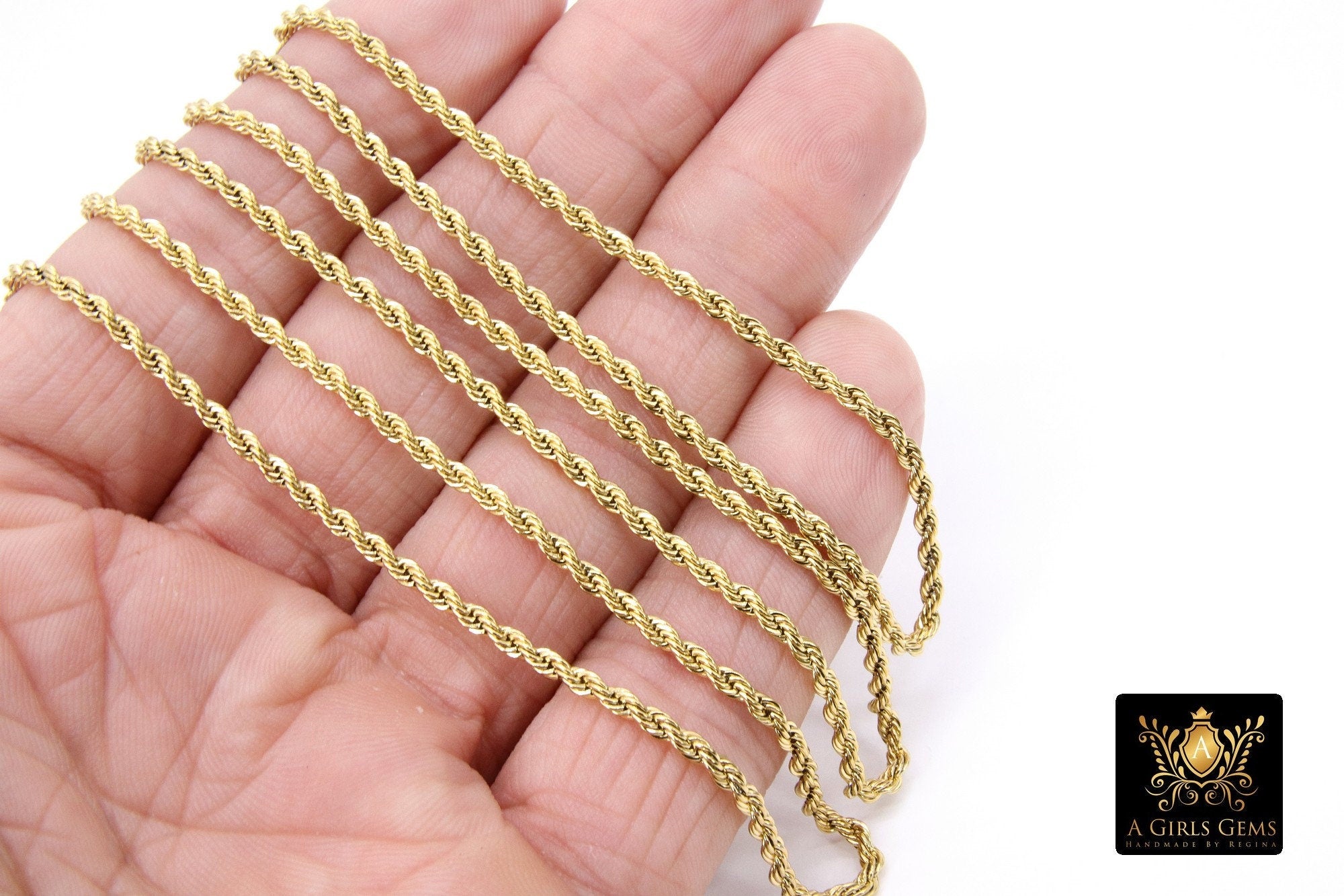 Stainless Steel Silver Chain, 304 Gold Rope Mesh Twist Chains CH# 155, 2.3 mm 3 mm 4 mm Unfinished Necklace Chains