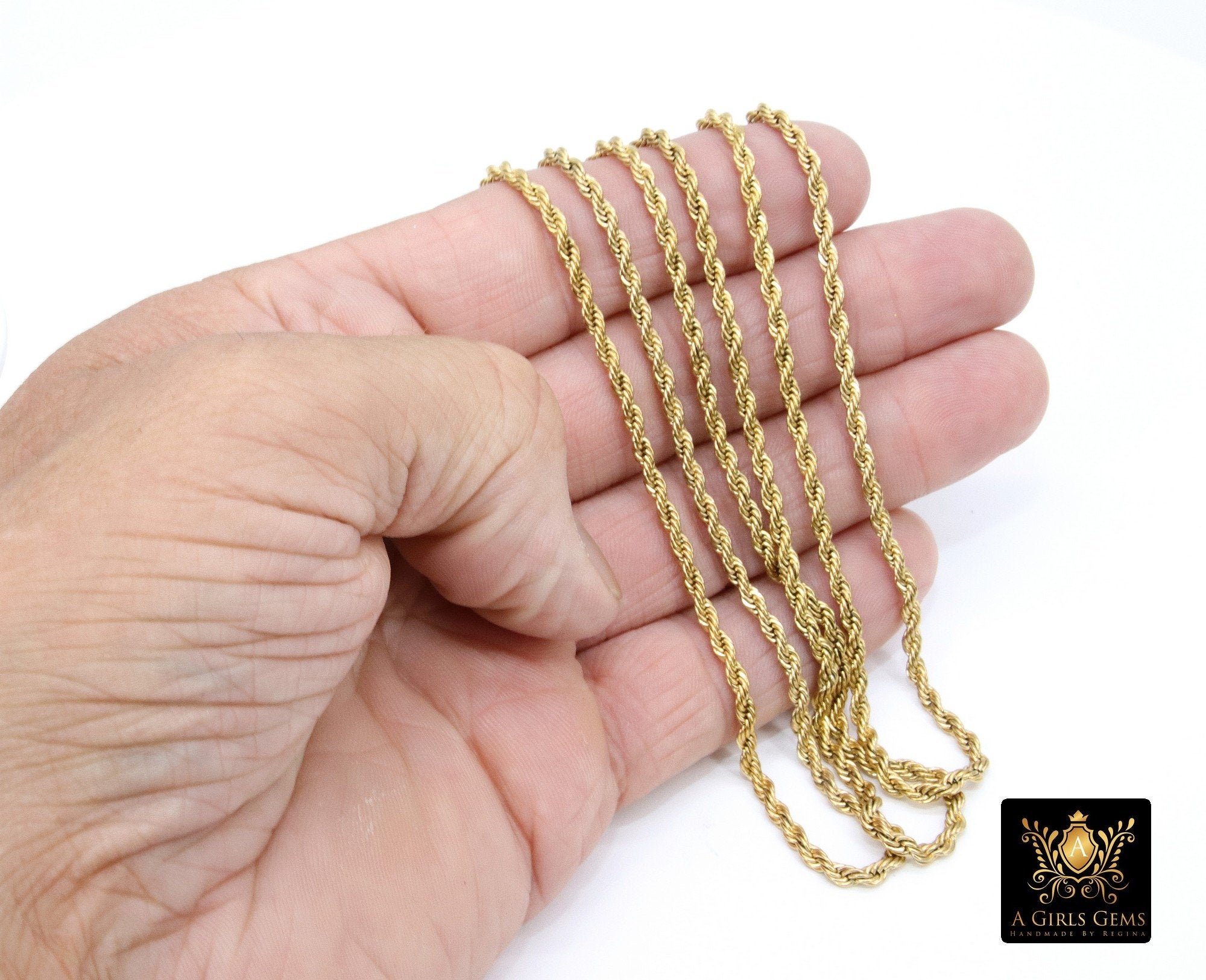 Stainless Steel Silver Chain, 304 Gold Rope Mesh Twist Chains CH# 155, 2.3 mm 3 mm 4 mm Unfinished Necklace Chains