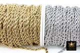 Stainless Steel Silver Chain, 304 Gold Rope Mesh Twist Chains CH# 155, 2.3 mm 3 mm 4 mm Unfinished Necklace Chains