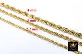 Stainless Steel Silver Chain, 304 Gold Rope Mesh Twist Chains CH# 155, 2.3 mm 3 mm 4 mm Unfinished Necklace Chains