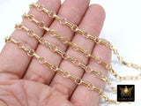 14 K Gold Filled Bar Chains, 8 mm Unfinished Large Bar and Rolo Chain CH #768, Long Short