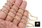 14 K Gold Filled Bar Chains, 8 mm Unfinished Large Bar and Rolo Chain CH #768, Long Short