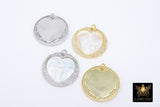CZ Jesus Charms, Gold White Shell Mary Round Pendant #6, Silver Heart Mother of Pearl Shell Rosary Necklace Charm