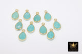 Natural Amazonite Teardrop Charms, Gold Plated Faceted Aqua Blue Gemstones #2828, Sterling Silver Pendants