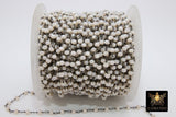 Light Cream Rosary Chain, 4 mm Gunmetal Black Wire Wrapped CH #301, Beige AB Crystal Beads