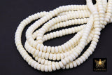 6 mm Ivory Clay Rondelle Beads, Creamy White Heishi Flat Beads in Polymer Clay Disc CB #205, 3 mm Thick Stone Beads