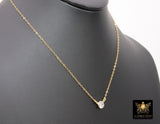 14 K Gold Filled CZ Chain Necklace, Gold Dainty Hammered Chain with Cubic Zirconia Charm Choker
