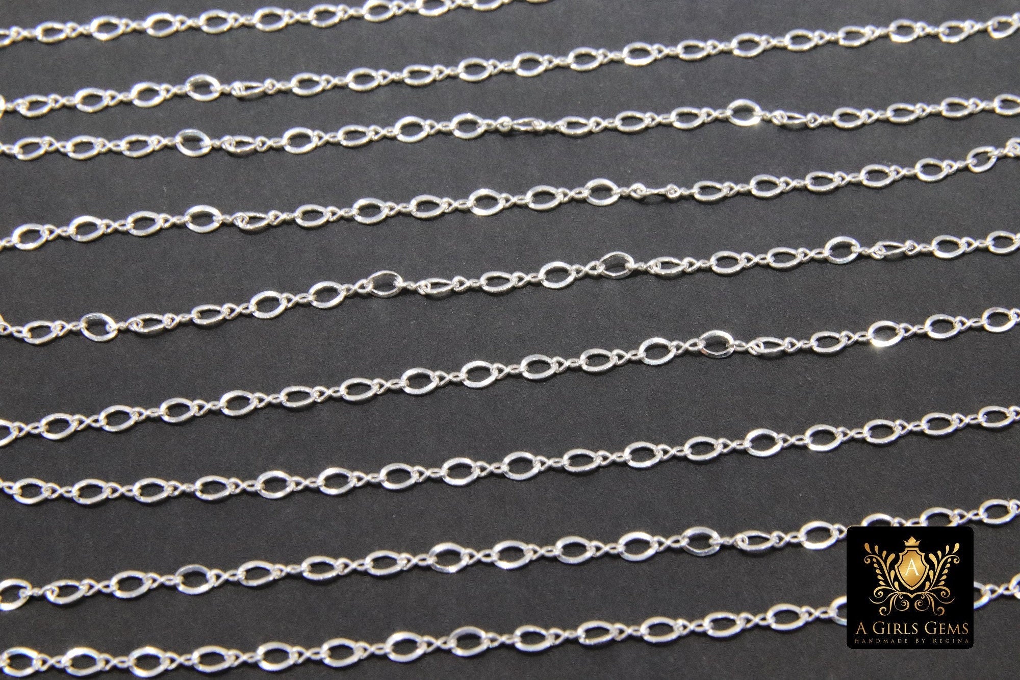 14 K Gold Filled Figure 8 Rolo Chains, 3.3 mm 925 Sterling Silver Oval Cable CH #703, Unfinished Dainty Chain CH #803