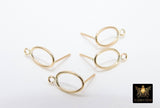 14 K Gold Hoop Stud Earrings, High Quality Gold Filled Oval Ring Stud Post Findings #2841, 1 Loop Egg Shaped Minimalist Hoops