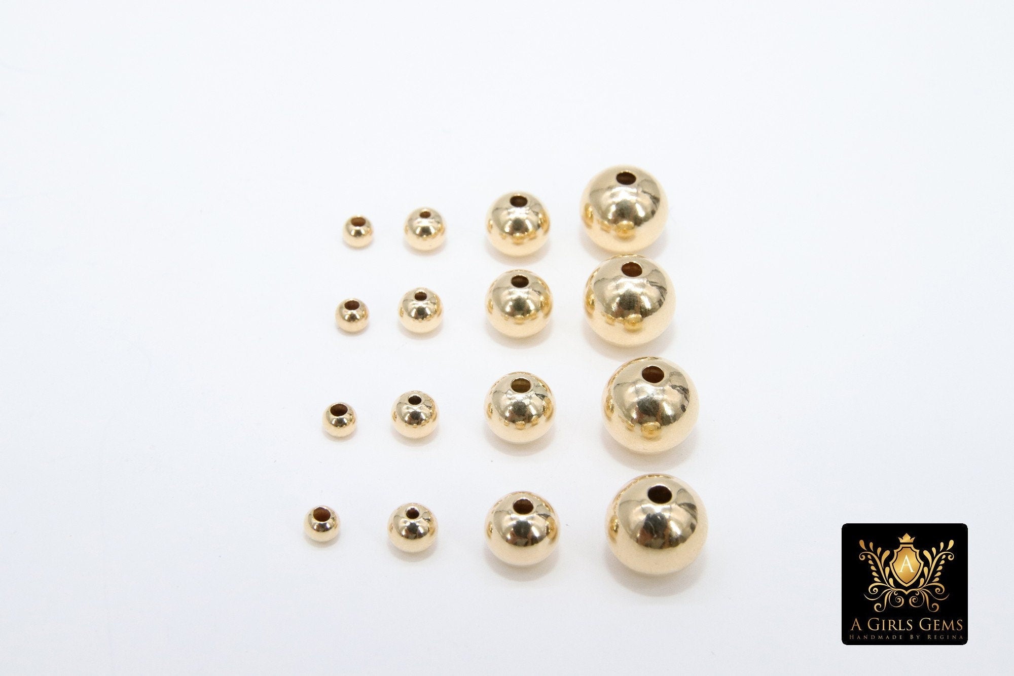 Genuine 14 K Gold Filled Beads, Smooth Seamless Gold Round Beads #776, High Quality 2