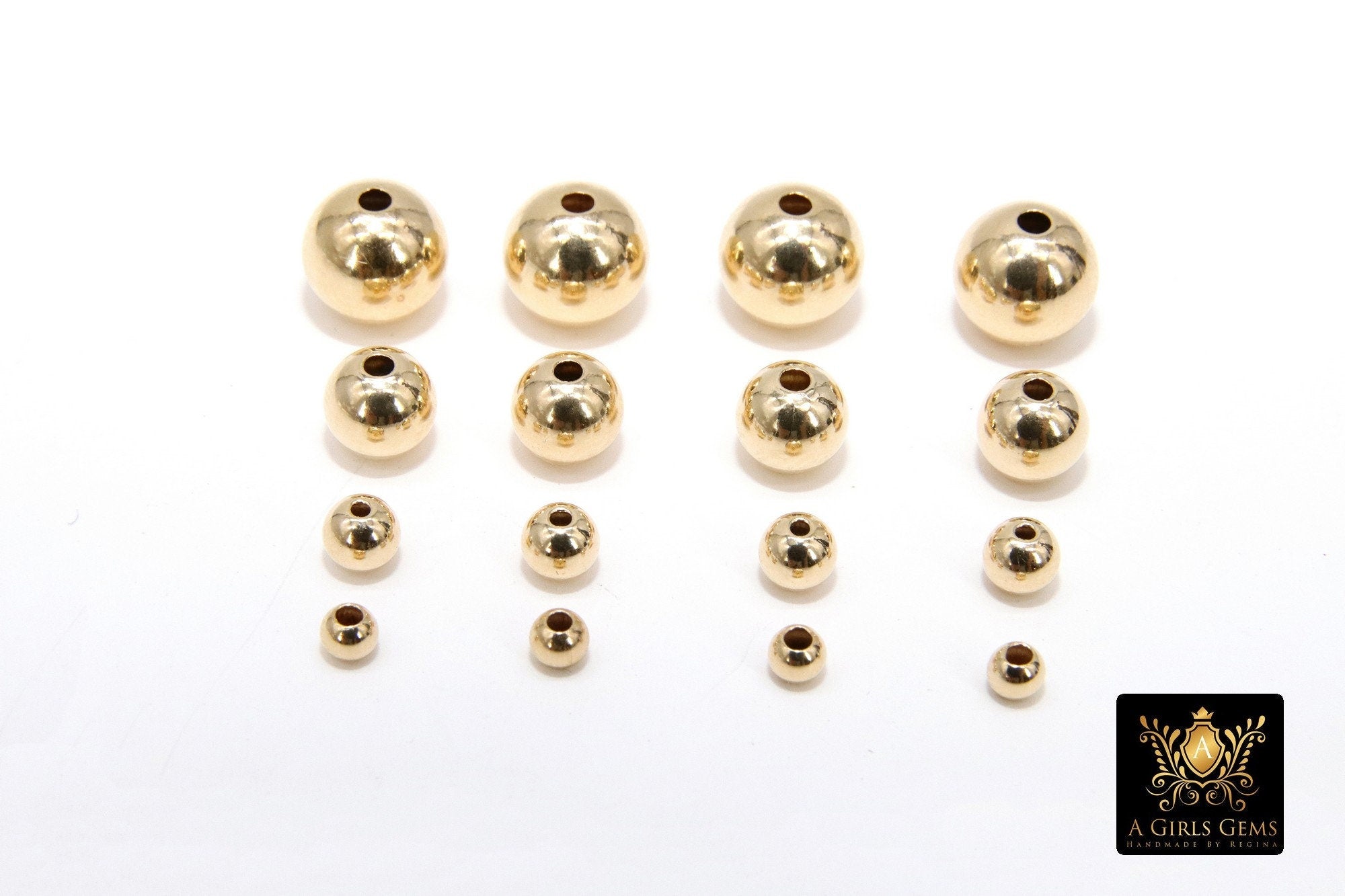 Genuine 14 K Gold Filled Beads, Smooth Seamless Gold Round Beads #776, High Quality 2