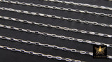 925 Sterling Silver Rolo Chains, Silver Unfinished By The Foot CH #864, 3.5 mm Oval 1.4 mm Thick Rolo Chain