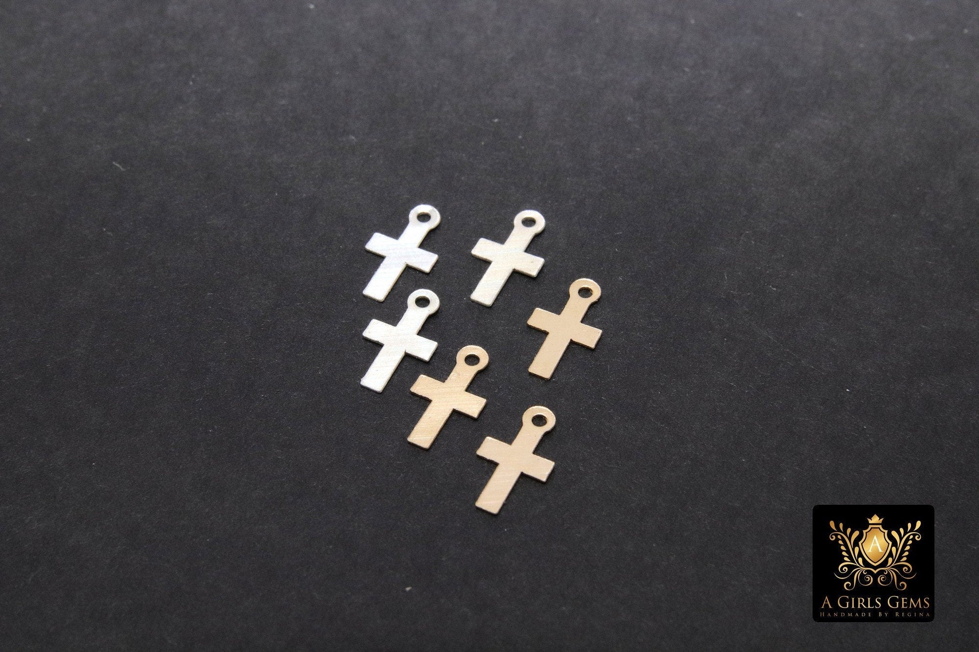 14 K Gold Filled Cross Charms, 2 Pc 925 Sterling Silver Tiny Crosses #2479/#2652, 5 x 10 mm Minimalist 14 20 Jewelry