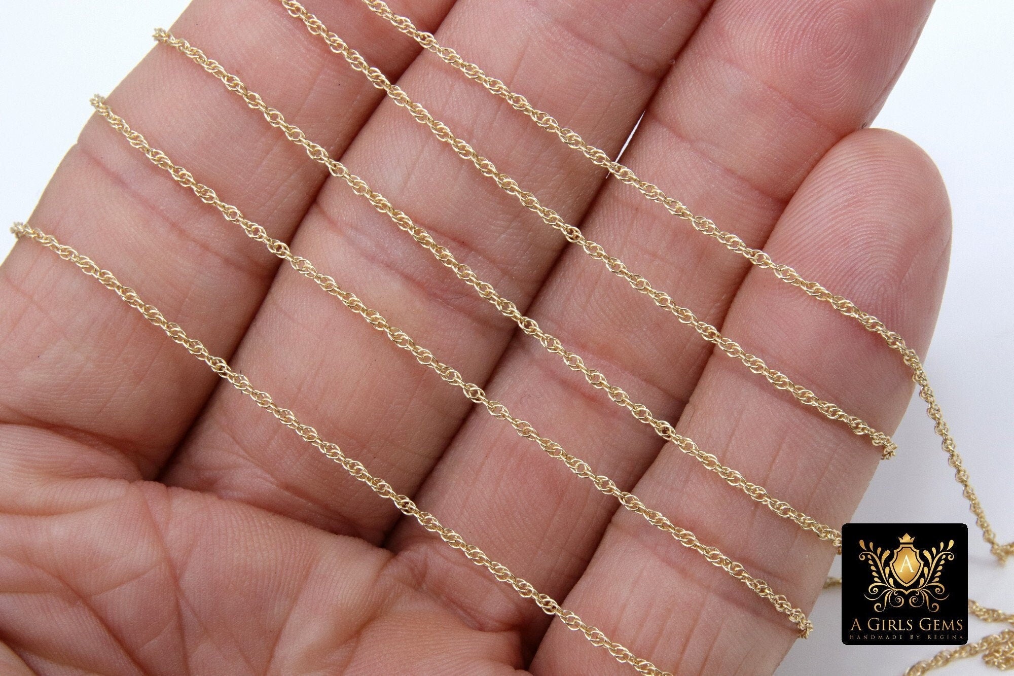 14 K Gold Filled Rope Jewelry Chain, 925 Sterling Silver CH #811, USA Gold 1.8 mm,1.5 mm