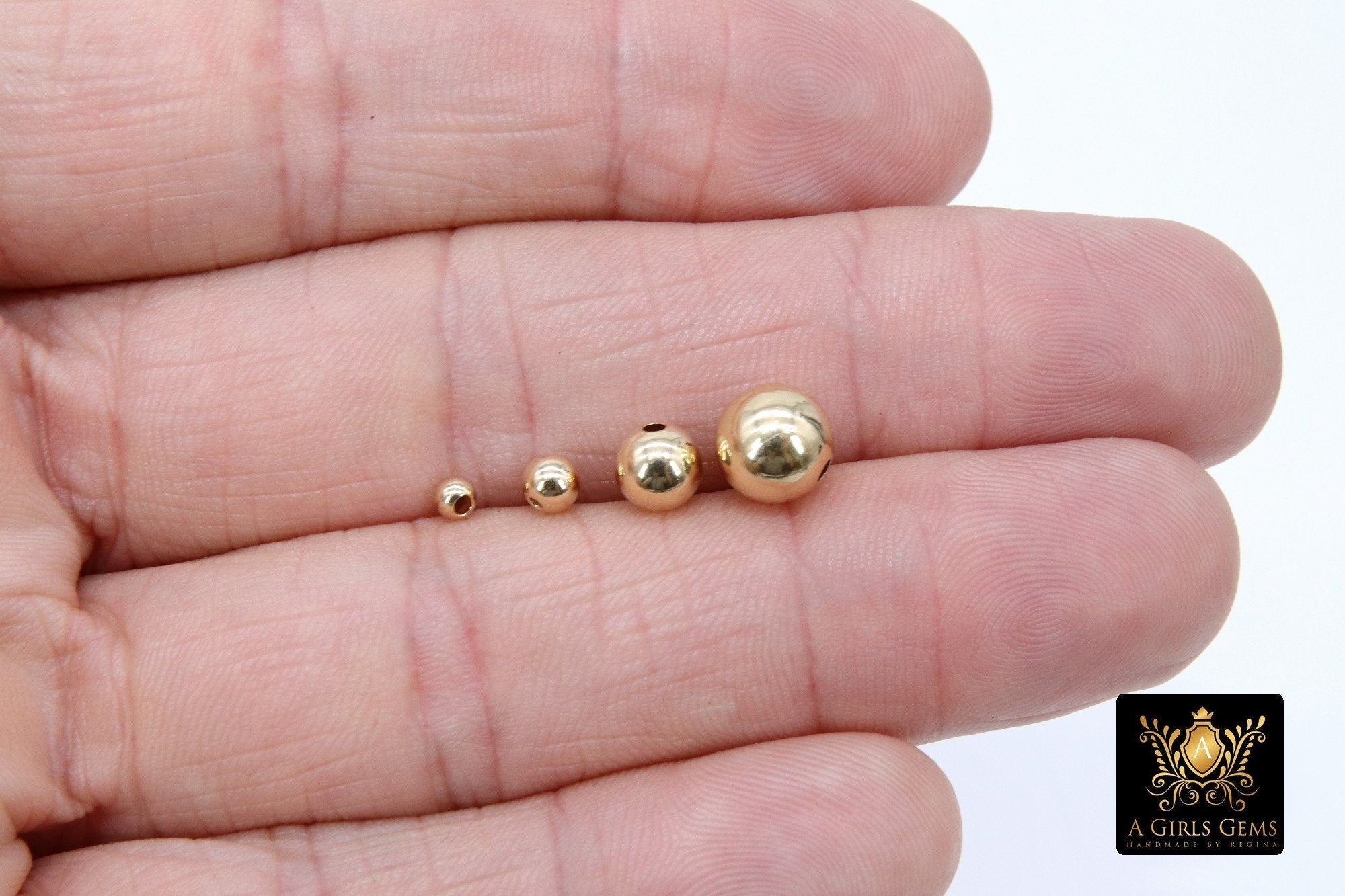 Genuine 14 K Gold Filled Beads, Smooth Seamless Gold Round Beads #776, High Quality 2