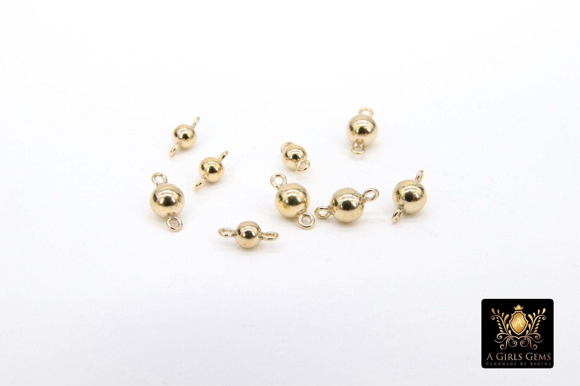 14 K Gold Filled Round Ball Connectors, 3 or 4 mm Genuine 14 20 Gold Ball Links #2160, Round Gold Ball for Jewelry