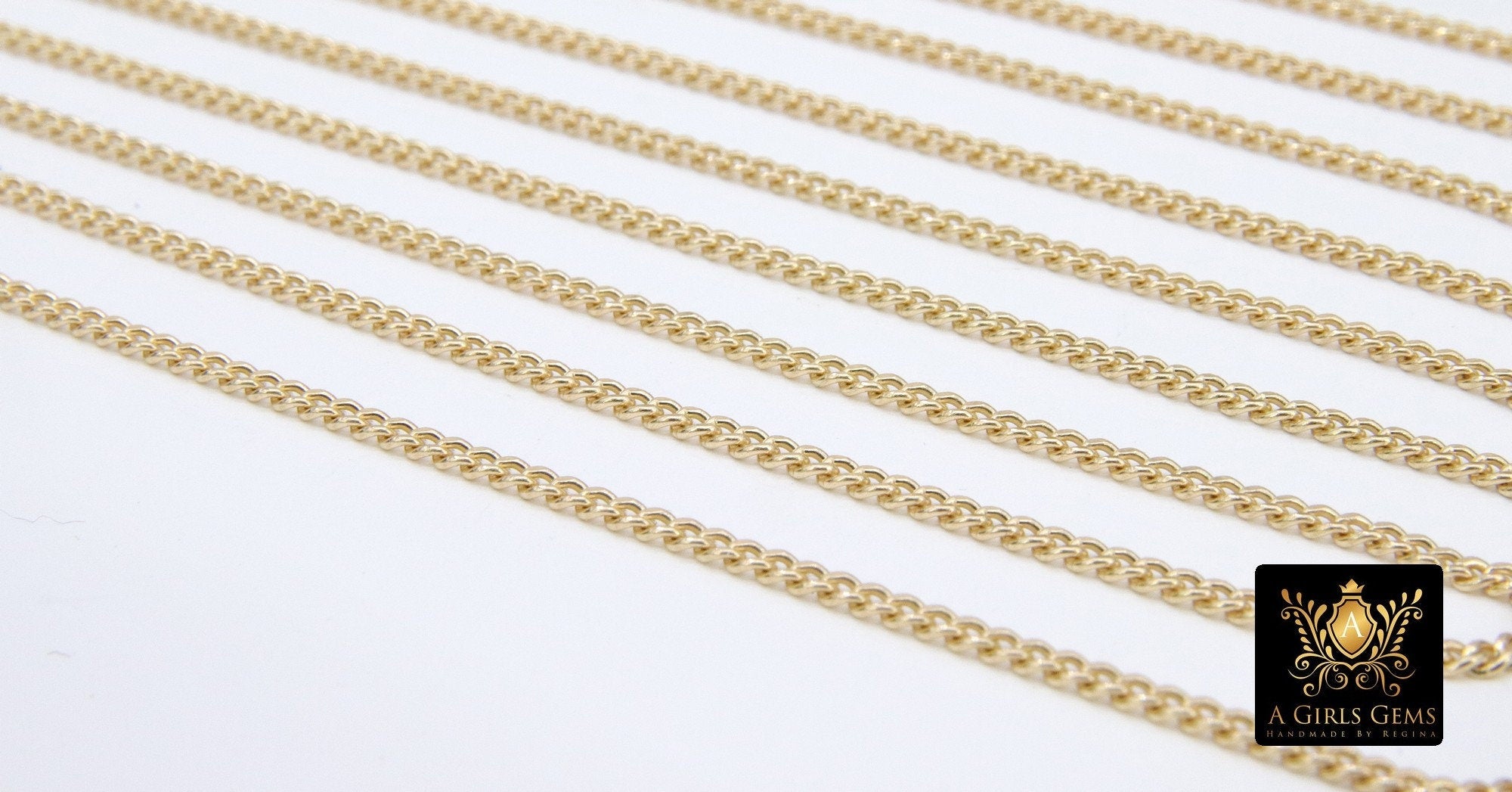14 K Gold Filled Curb Chain, 2.7 mm 14 20 Gold Dainty Curb Chain CH #732, 2.0 mm Unfinished Cable Jewelry Chain
