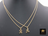14 K Gold Initial Chain Necklace, Genuine 14 K Gold Filled Script Letters in Rope Chain Choker, Personalized Alphabet