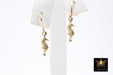 14 K Gold Filled Seahorse Charm, 14 20 Gold Small Nautical Charm #2569, 4.6 x 14 mm Beach charms