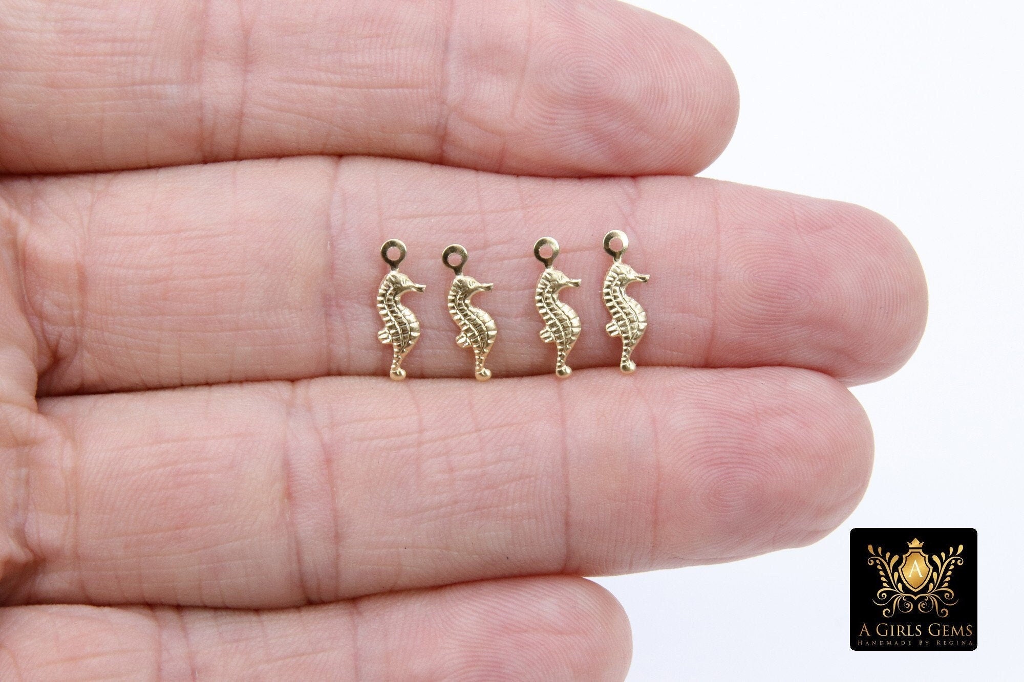 14 K Gold Filled Seahorse Charm, 14 20 Gold Small Nautical Charm #2569, 4.6 x 14 mm Beach charms