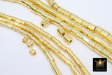 Smooth Gold Drum Beads, 4 mm or 6 mm Barrel Bead #3130, Long Round Tube Cylinder