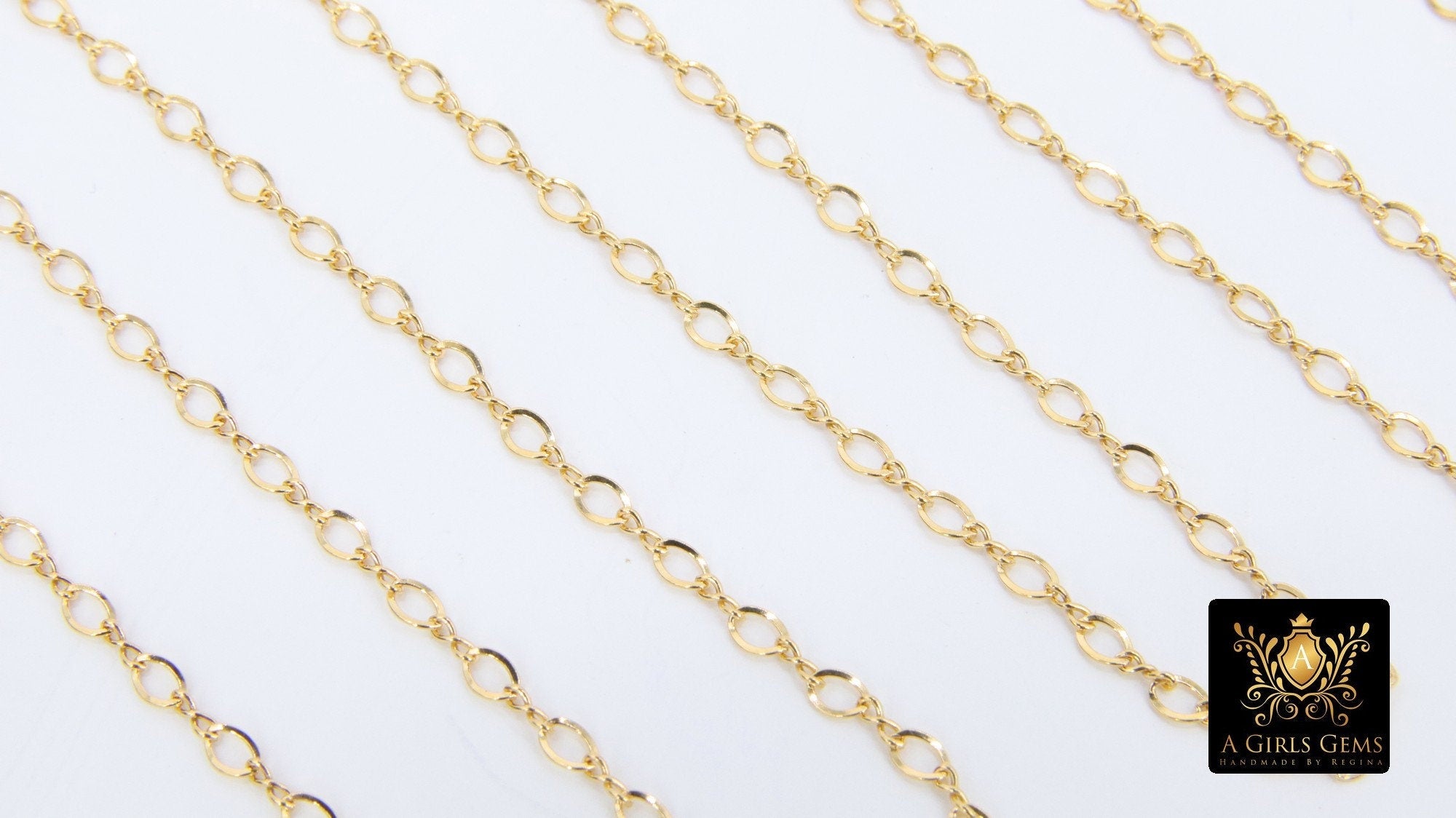 14 K Gold Filled Figure 8 Rolo Chains, 3.3 mm 925 Sterling Silver Oval Cable CH #703, Unfinished Dainty Chain CH #803