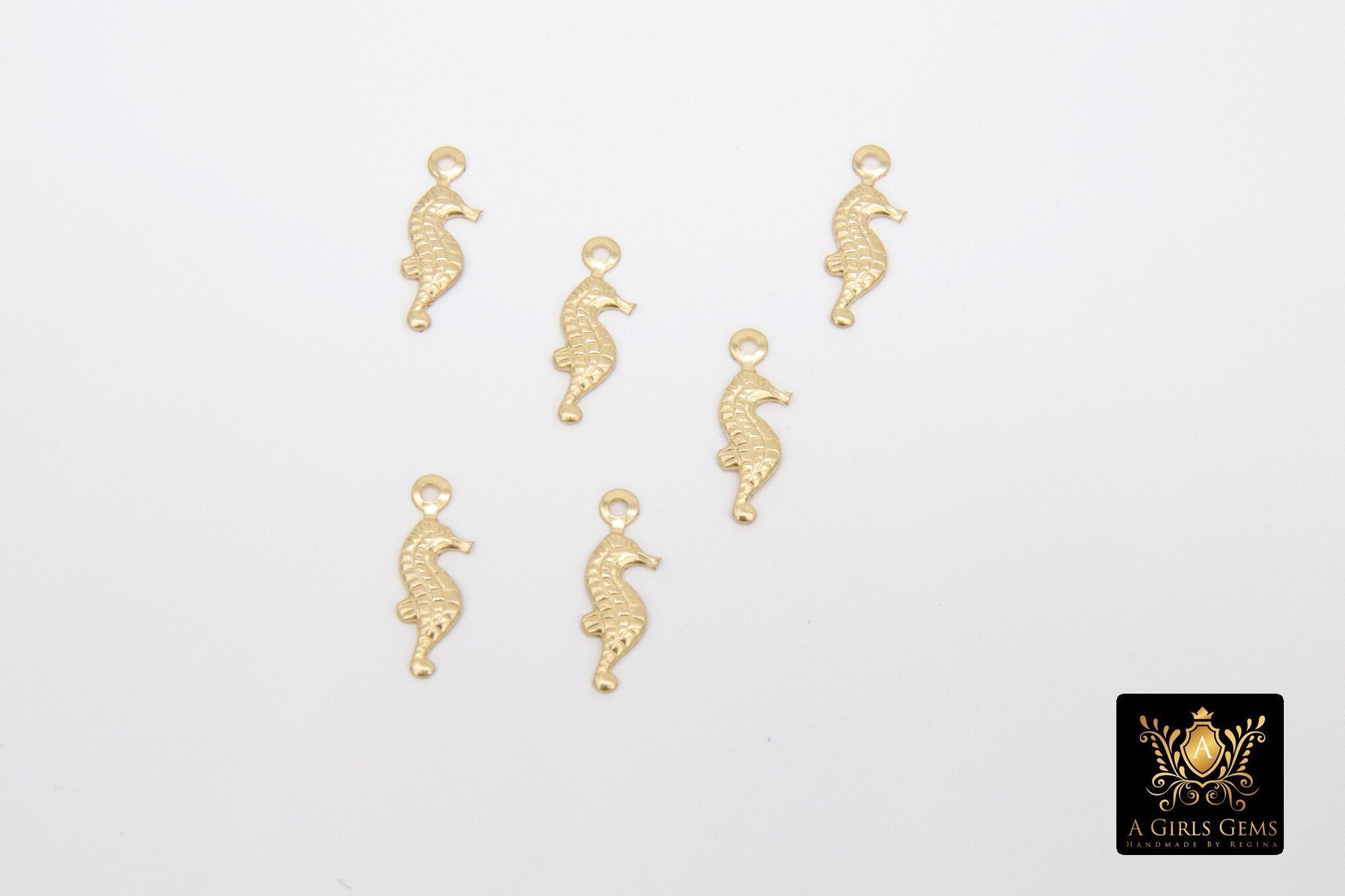 14 K Gold Filled Seahorse Charm, 14 20 Gold Small Nautical Charm #2569, 4.6 x 14 mm Beach charms
