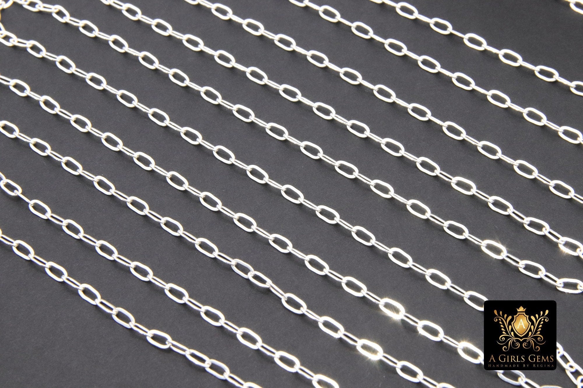 925 Sterling Silver Paper Clip Chain, 4.5 mm Unfinished Chain CH #852, Soldered Flat Chains