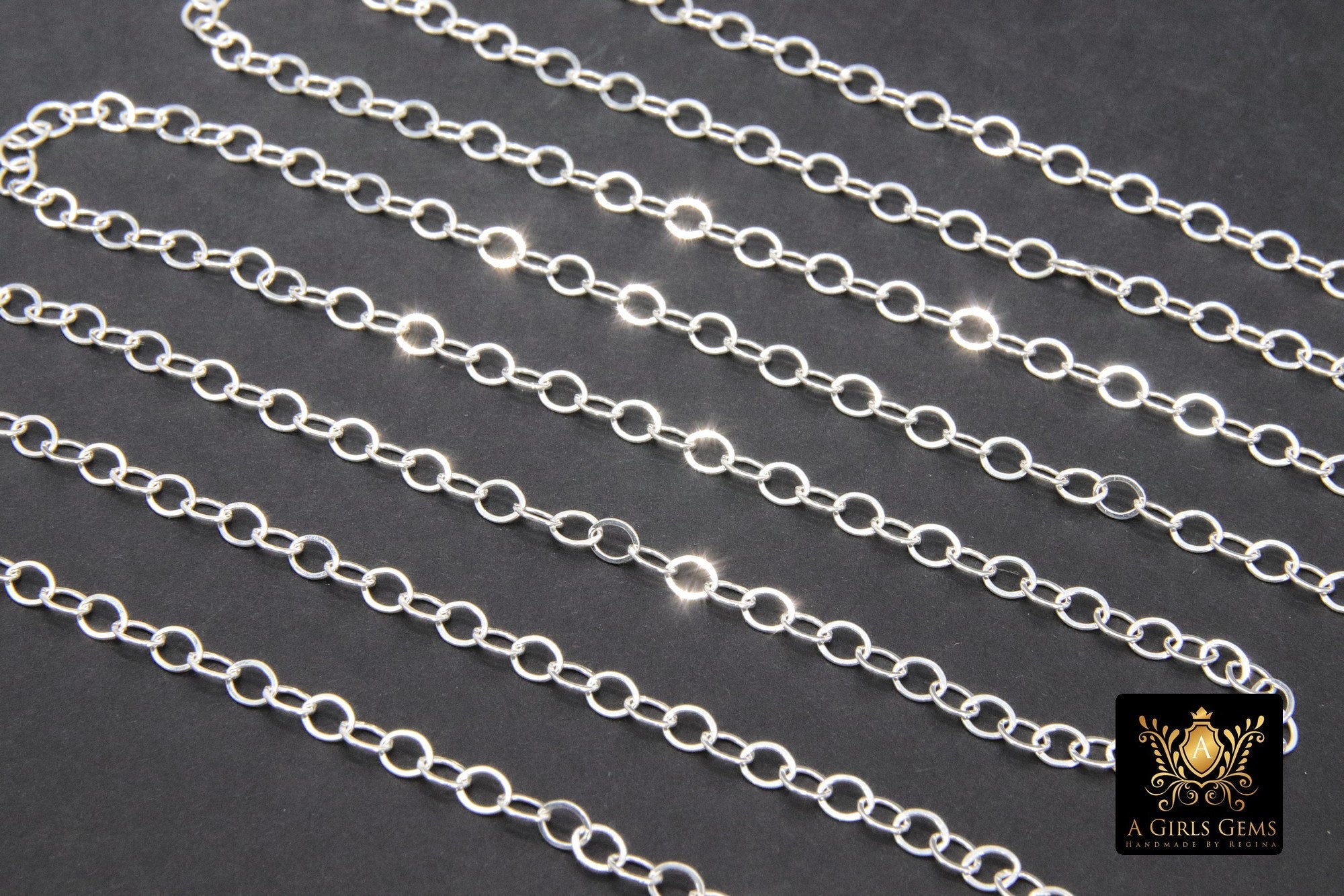 925 Sterling Silver Hammered Chains, 3.8 mm Flat Extender Chain #801, 14 K Gold Filled Unfinished Cable CH #701